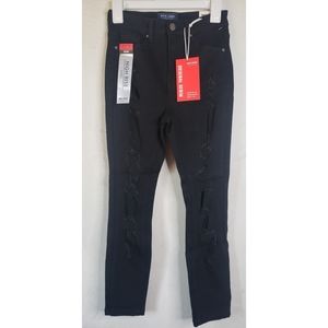 Black ripped high waist skinny jeans